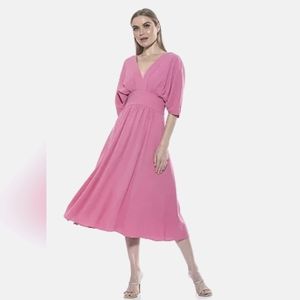 ALEXIA ADMOR August Draped Fit & Flare Midi Dress size 10